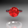 14K White Gold 3.5 Carat Red Rubies Solitaire Wedding Ring R301-14KWGRR-3