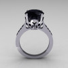 Classic 14K White Gold 3.5 Carat Black Diamond Solitaire Wedding Ring R301-14WGDBLL-2