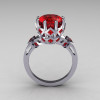Modern Vintage 14K White Gold 3.0 Carat Red Ruby Solitaire Wedding Ring R303-14WGRR-2