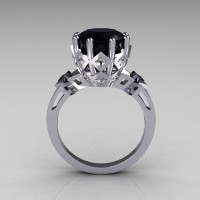 Modern Vintage Beatrice Collection 950 Platinum 3.0 Carat Black and White Diamond Solitaire Wedding Ring R303-PLATDBL-1