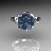 Modern Vintage Tatyana Collection 14K White Gold 3.0 Carat Alexandrite Solitaire Wedding Ring R303-14WGAL-4