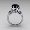 Modern Vintage Anais Collection 18K White Gold 3.0 Carat Black Diamond Solitaire Wedding Ring R303-18WGBLL-2