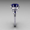 Modern Vintage 950 Platinum 3.0 Carat Blue Sapphire Diamond Solitaire Wedding Ring R303-PLATDBS-2