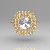 Soleste Style 10K Yellow Gold 1.25 Carat Cushion CZ Bead-Set Diamond Engagement Ring R116-10YGDCZ-4
