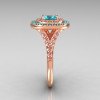 Soleste Style 10K Rose Gold 1.25 Carat Cushion Aquamarine Bead-Set Diamond Engagement Ring R116-10RGDAQQ-3