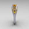Aztec-Edwardian 10K White Gold 1.0 CT Round and Baguette Citrine Engagement Ring MR001-10WGCI-4