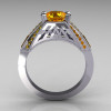 Aztec-Edwardian 10K White Gold 1.0 CT Round and Baguette Citrine Engagement Ring MR001-10WGCI-3