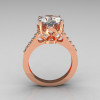 French Bridal 14K Pink Gold 3.0 Carat CZ Diamond Solitaire Wedding Ring R301-14PGDCZ-2