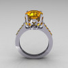 Classic Bridal 14K White Gold 3.0 Carat Citrine Solitaire Wedding Ring R301-14WGCI-3