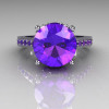 Classic Bridal 14K White Gold 3.0 Carat Purple Tanzanite Solitaire Wedding Ring R301-14WGTA-4