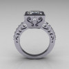 Classic Bridal 10K White Gold 2.5 Carat Square Princess White Sapphire Wedding Ring R309-10WGWS-3
