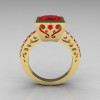 Classic Bridal 18K Yellow Gold 2.5 Carat Square Princess Red Ruby Designer Ring R309-18YGRR-3
