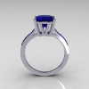 Modern Italian 10K White Gold 2.0 Carat Princess Blue Sapphire Solitaire Ring R312-10KWGBS-3
