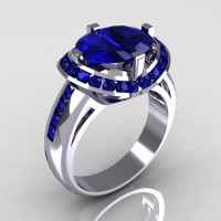 Modern Bridal 14K White Gold 1.6 CTW Half Moon Blue Sapphire Channel Bridal Ring R130-14KWGBSD-1