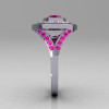 Modern 14K White 1.0 Carat Round Pink Sapphire Diamond Engagement Ring R131-14WGDPS-3