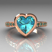 Classic Bridal 14K Pink Gold 2.10 Carat Heart Aquamarine Ring R314-14PGAQ-1