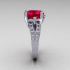 Modern Vintage 10K White Gold 3.0 Carat Heart Red Ruby Diamond Solitaire Ring R134-10KWGDRR-5