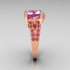 Modern French Bridal 14K Pink Gold 3.0 Carat Heart Lilac Amethyst Solitaire Engagement Ring R134-14KPLAM-5