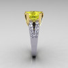 Modern Vintage 14K Two Tone Gold 3.0 Carat Yellow and White Diamond Solitaire Ring R102-14KTTGDYD-3