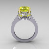 Classic 14K White Gold Two Tone 3.5 Carat Yellow and White Diamond Solitaire Wedding Ring R301-14KYWGDYD-2
