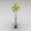 Classic 14K White Gold Two Tone 3.5 Carat Yellow and White Diamond Solitaire Wedding Ring R301-14KYWGDYD-3