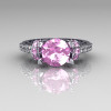Modern Armenian Classic 14K White Gold 1.5 Carat Light Pink Sapphire Diamond Solitaire Wedding Ring R137-14WGDLPS-2