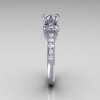 Modern Armenian Classic 14K White Gold 1.5 Carat White Sapphire Diamond Solitaire Wedding Ring R137-14WGDWS-4