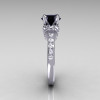 Modern Armenian Classic 14K White Gold 1.5 Carat Black and White Diamond Solitaire Wedding Ring R137-14WGDBL-4