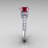 Modern Armenian Classic 10K White Gold 1.5 Carat Ruby Diamond Solitaire Wedding Ring R137-10WGDRR-3