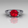 Modern Armenian Classic 10K White Gold 1.5 Carat Ruby Diamond Solitaire Wedding Ring R137-10WGDRR-4
