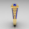 Modern Armenian Vintage 18K Yellow Gold 1.0 Carat Blue Sapphire Citrine Engagement Ring R137-18YGBSCI-4