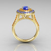 Soleste Style Bridal 14K Yellow Gold 1.0 Carat Marquise Blue Diamond Citrine Engagement Ring R117-14YGBDCI-4