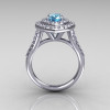 Soleste Style Bridal 14K White Gold 1.0 Carat Marquise Aquamarine Diamond Engagement Ring R117-14WGDAQ-3
