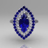 Soleste Style Bridal 14K White Gold 1.0 Carat Marquise Blue Sapphire Diamond Engagement Ring R117-14WGDBS-4