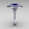 Soleste Style Bridal 14K White Gold 1.0 Carat Marquise Blue Sapphire Diamond Engagement Ring R117-14WGDBS-3