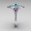 Soleste Style Bridal 14K White Gold 1.0 Carat Marquise Aquamarine Diamond Engagement Ring R117-14WGDAQ-4