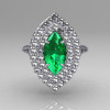 Soleste Style Bridal 14K White Gold 1.0 Carat Marquise Emerald Diamond Engagement Ring R117-14WGDEM-2