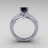 Modern Bridal 950 Platinum 1.0 Carat Black Diamond Solitaire Ring R145-PLATDBD-2