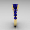 Modern Vintage 10K Yellow Gold 2.0 Carat Blue Sapphire Designer Wedding Ring R142-10YGBSS-4