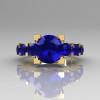 Modern Vintage 10K Yellow Gold 2.0 Carat Blue Sapphire Designer Wedding Ring R142-10YGBSS-3