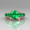 Modern Vintage 14K Pink Gold 2.0 Carat Emerald Designer Wedding Ring R142-14PGEMM-4
