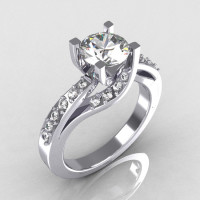 Modern Bridal 950 Platinum 1.0 Carat CZ Diamond Solitaire Ring R145-PLATDCZ-1