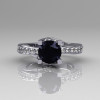 Modern Bridal 950 Platinum 1.0 Carat Black Diamond Solitaire Ring R145-PLATDBD-3