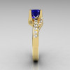 Modern Bridal 14K Yellow Gold 1.0 Carat Blue Sapphire Diamond Solitaire Ring R145-14YGDBS-4