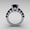 Modern Vintage 10K White Gold 2.0 Carat Black Diamond Designer Wedding Ring R142-10WGBDD-2