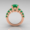 Modern Vintage 14K Pink Gold 2.0 Carat Emerald Designer Wedding Ring R142-14PGEMM-3
