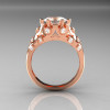 Modern Edwardian 10K Rose Gold 1.0 Carat Oval White Sapphire Bridal Ring R147-10RGDWS-2