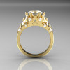 Modern Edwardian 10K Yellow Gold 1.0 Carat Oval White Sapphire Bridal Ring R147-10YGDWS-2