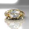 Modern Edwardian 10K Yellow Gold 1.0 Carat Oval White Sapphire Bridal Ring R147-10YGDWS-3
