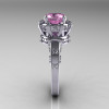 Modern Antique 14K White Gold 1.5 Carat Light Pink Sapphire Diamond Classic Armenian Solitaire Wedding Ring AR107-14KWGDLPS-3